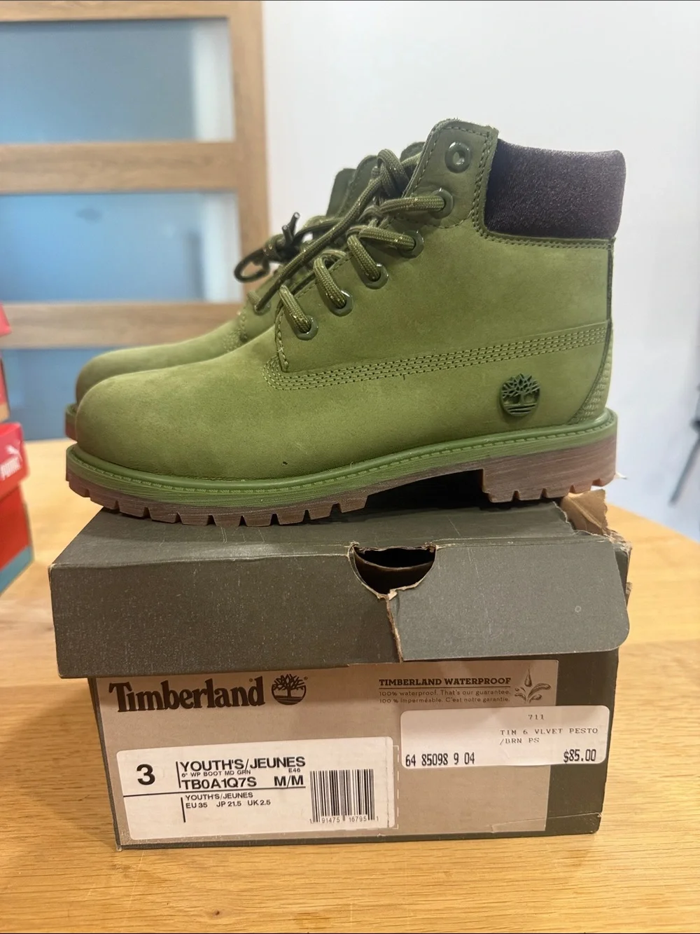 Timberland Kids Green Lace-Up Waterproof Boots